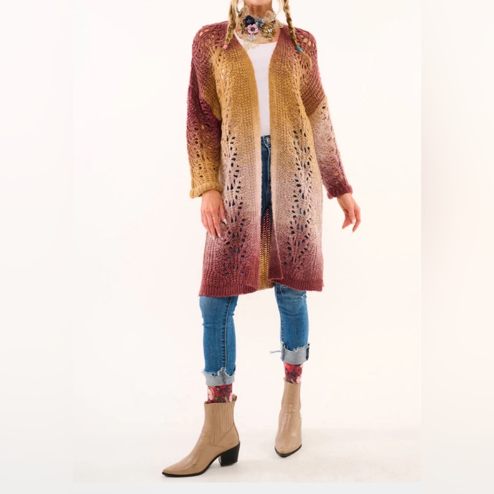 Aratta Ombre Knit Cardigan in Gold and Brown